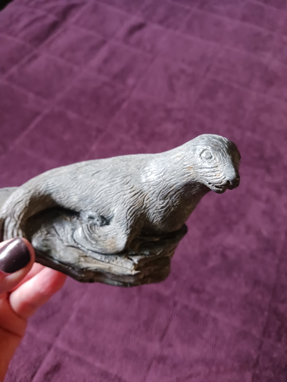Wolf Originals. Mount St. Helen's Ash Small Sculpted Seal Figurine in Dark Brown